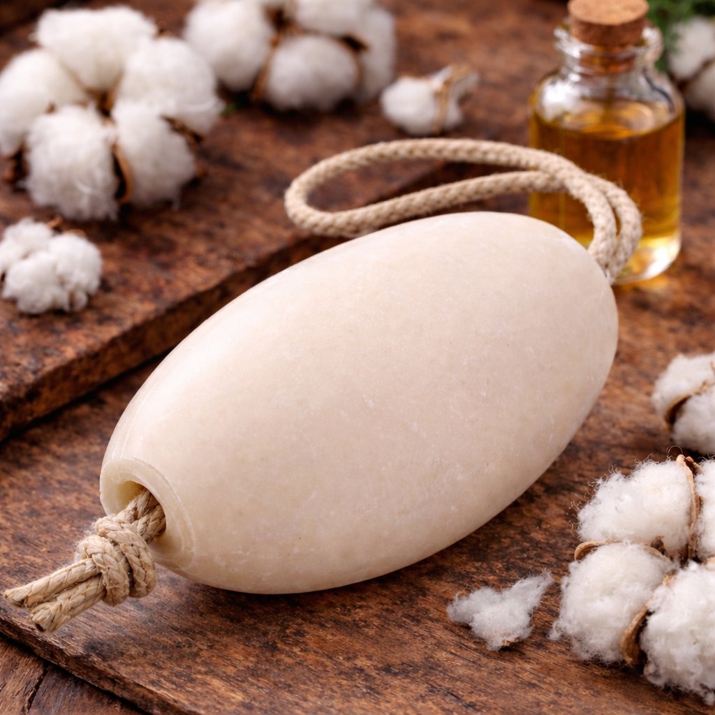 Cotton Flower 240g Rotating French Soap with Rope — Wholesale Box
