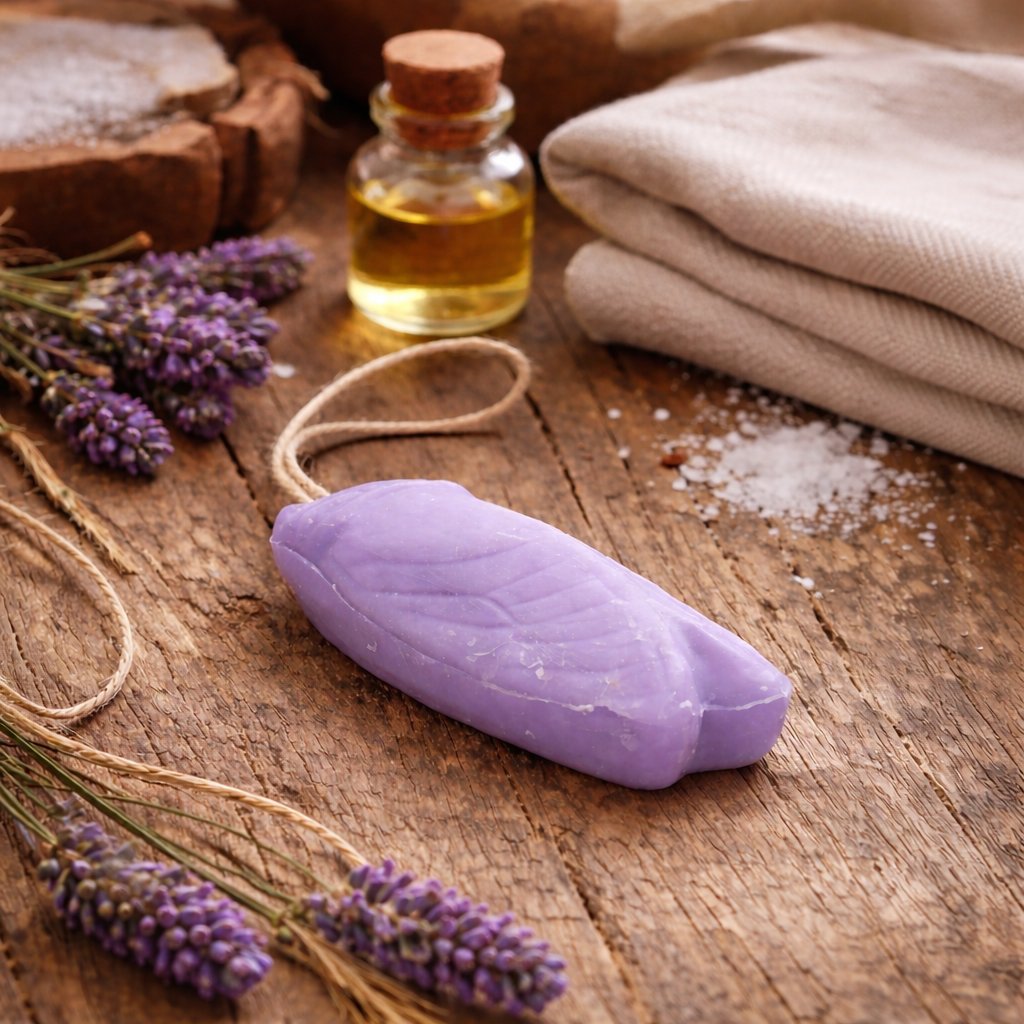 Lavender Cicada Soap on a Rope 125g — Wholesale Box