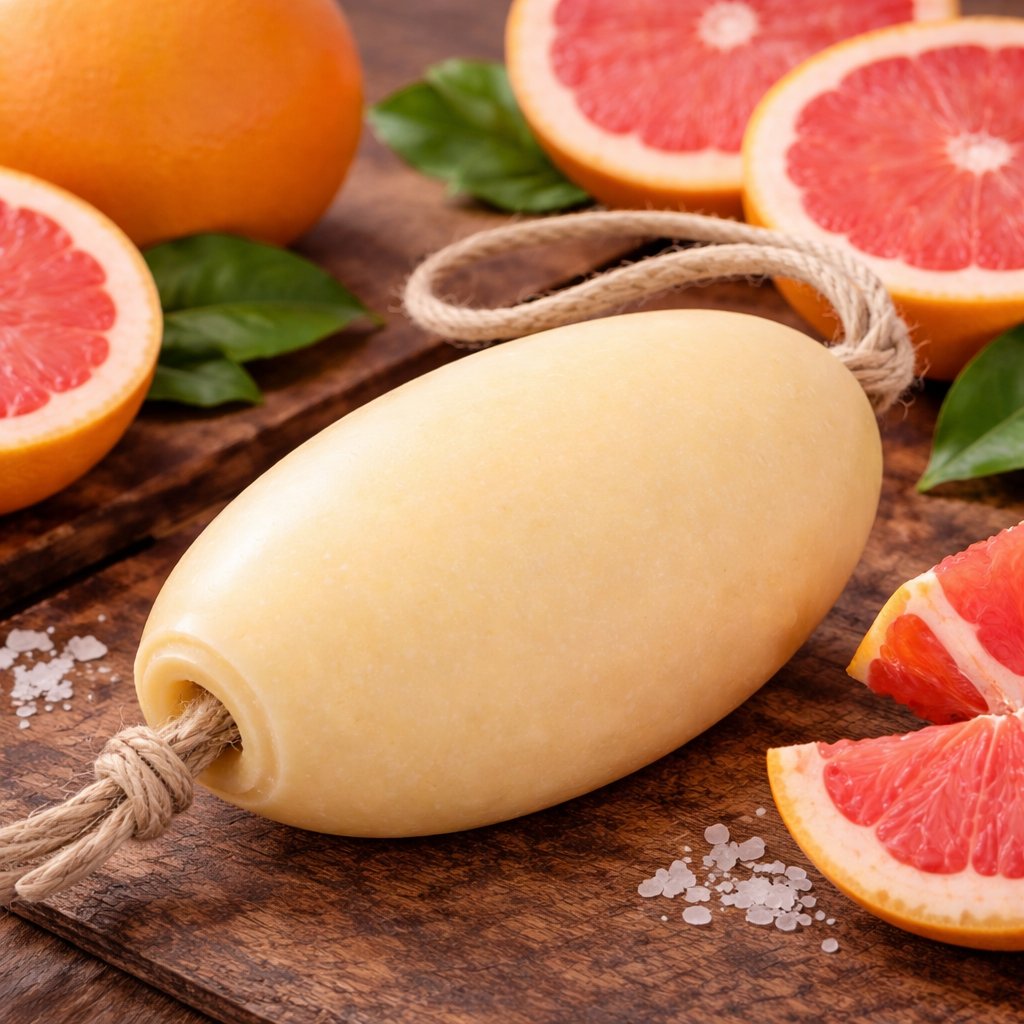 Grapefruit (Pamplemousse) 240g Rotating French Soap with Rope — Wholesale Box