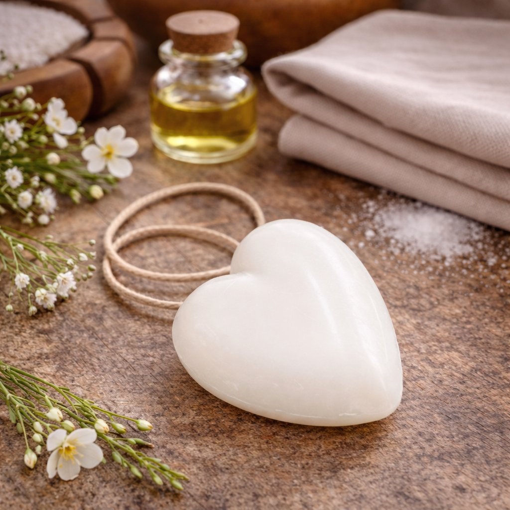 Maman White Heart Soap on a Rope 95g — Wholesale Box