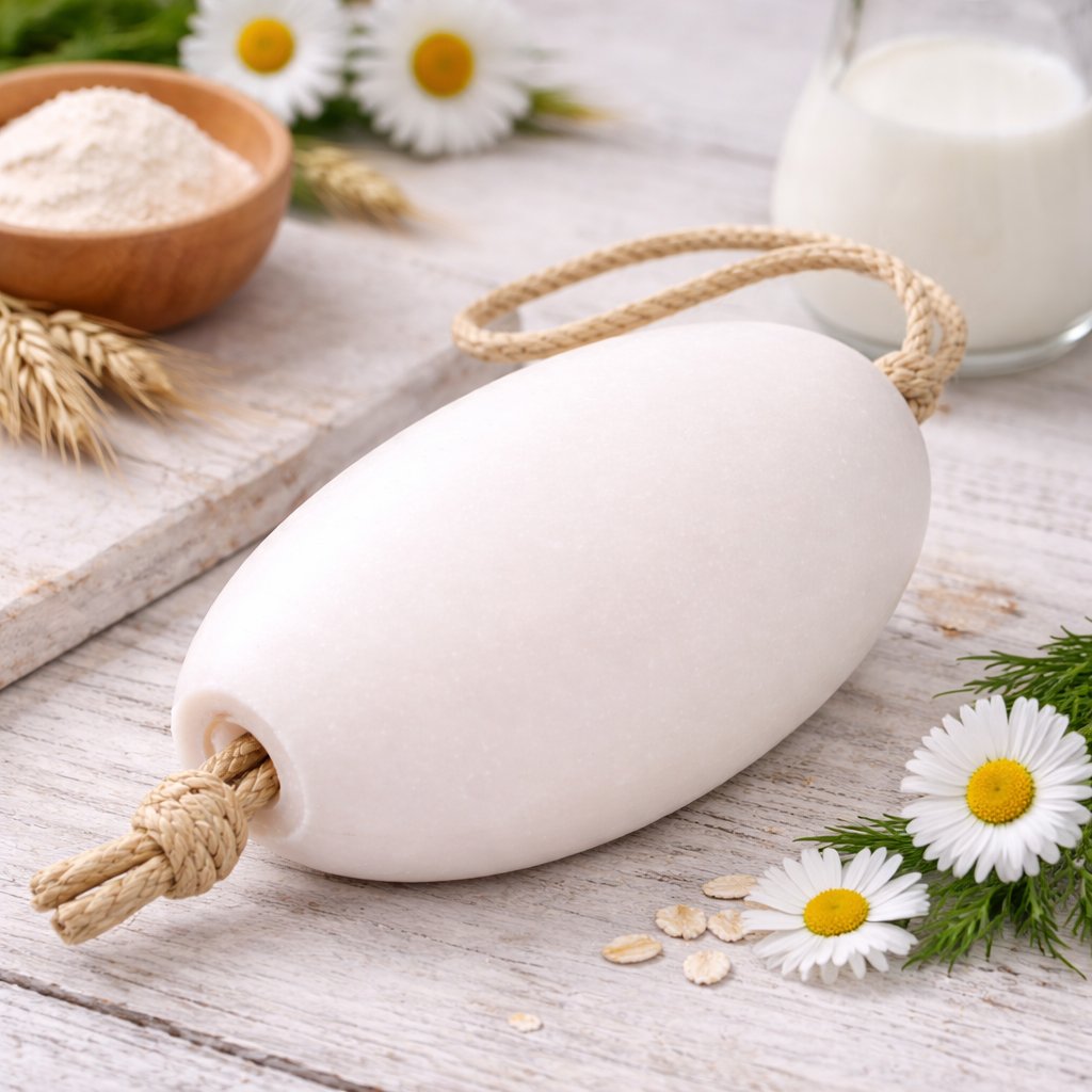 Donkey Milk 240g Rotating French Soap with Rope — Wholesale Box